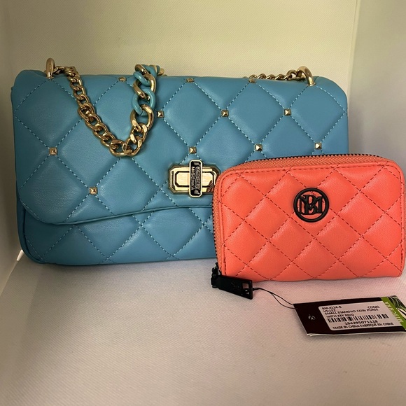 Badgley Mischka Handbags - Bradley Mischka Vegan Leather HandBag And Zippy Wallet NWT